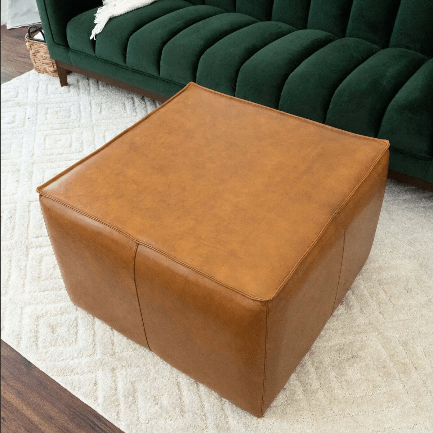 Mallory MCM Square Genuine Leather Upholstered Ottoman - Revel Sofa 