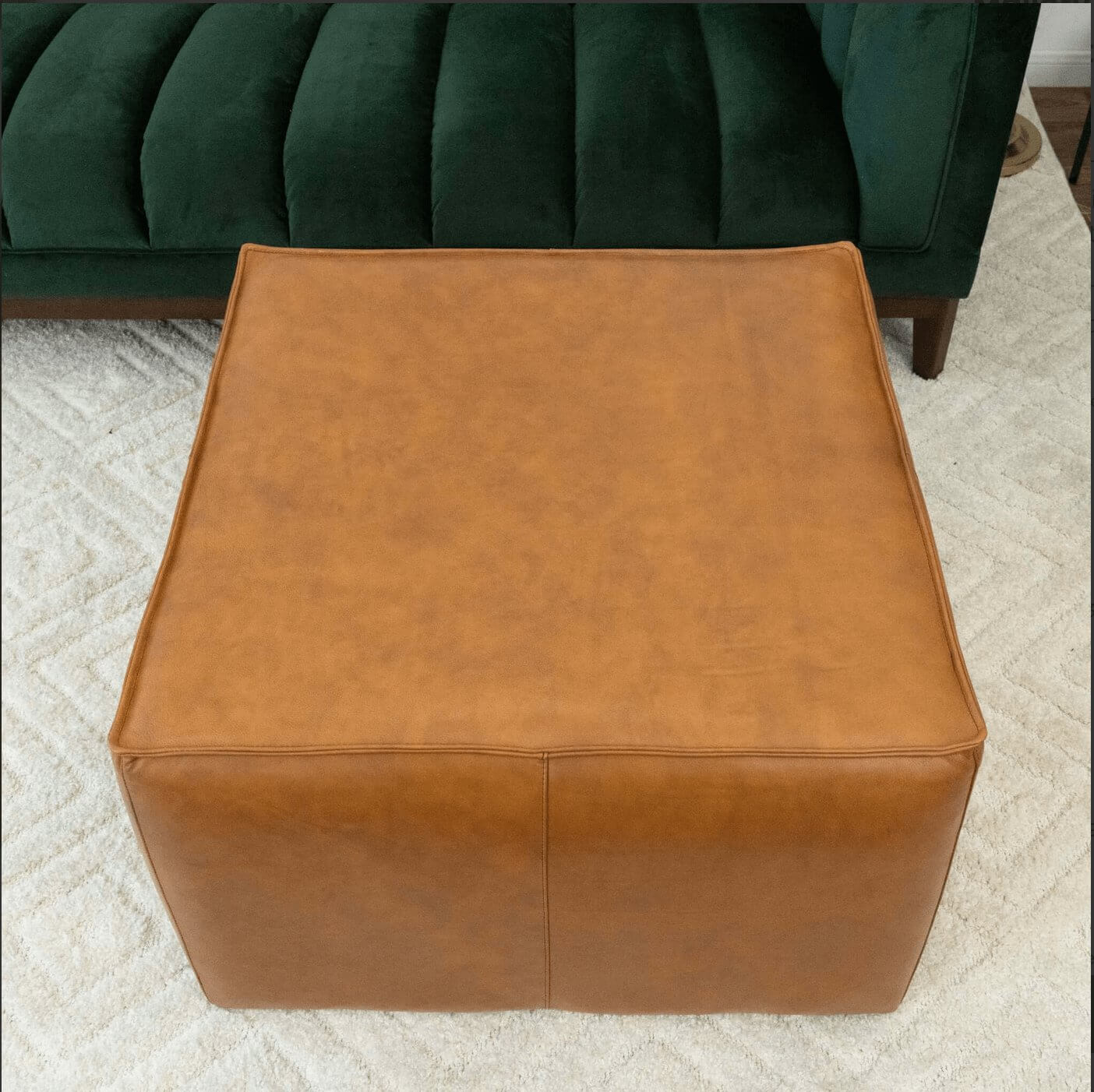 Mallory MCM Square Genuine Leather Upholstered Ottoman - Revel Sofa 