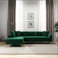 Mano Modern Velvet L-Shaped Sectional Chaise Sofa in Green - Revel Sofa 