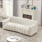 Marcus Modern Channel Tufted Boucle Sofa, Cream White - Revel Sofa 