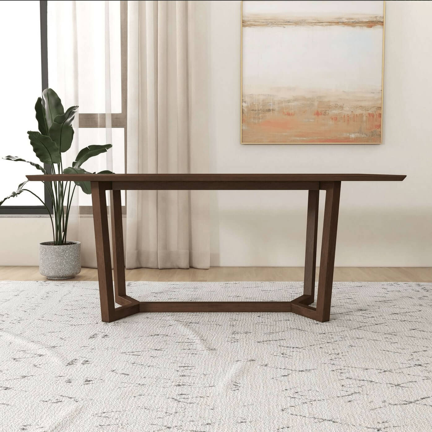 Marina MCM Style Solid Wood Rectangular Dining Table - Revel Sofa 