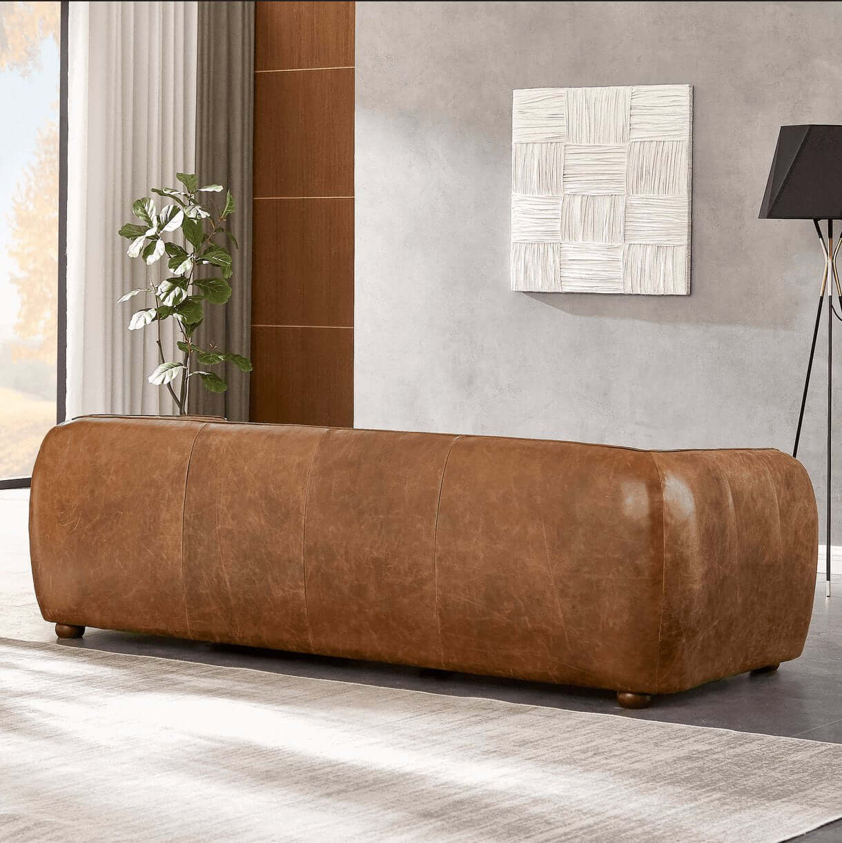 Marlon Modern Genuine Italian Leather Sofa Couch 87” - Revel Sofa 