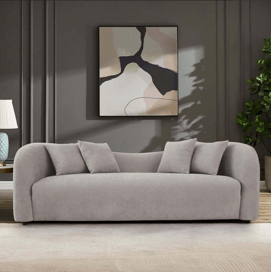 Mason Modern Minimalist Curvy Low Back Boucle Sofa Couch (94") - Revel Sofa 