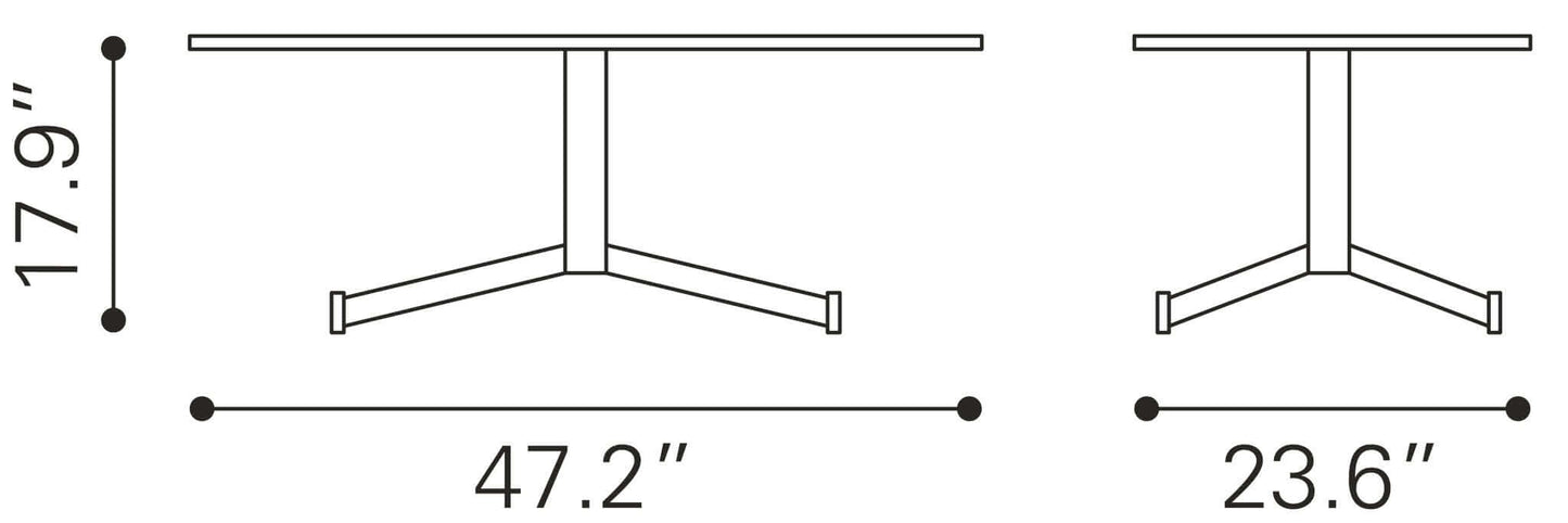 Mazzy Modern Rectangular Table Top Steel Base Coffee Table - Revel Sofa 