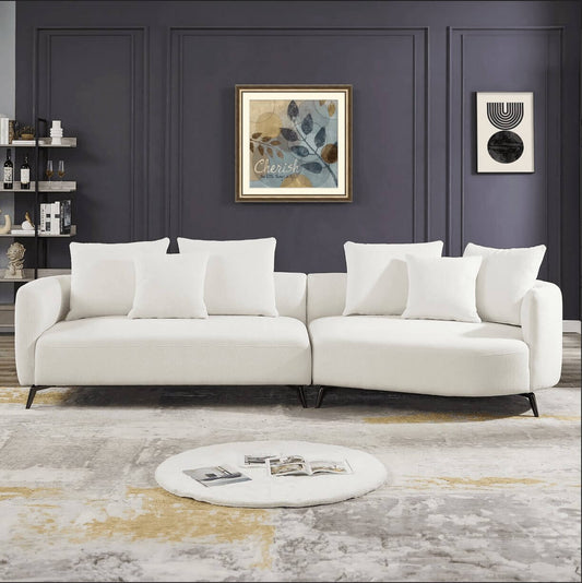 McKenzie MCM Rounded Boucle Sectional Chaise Sofa - Revel Sofa 
