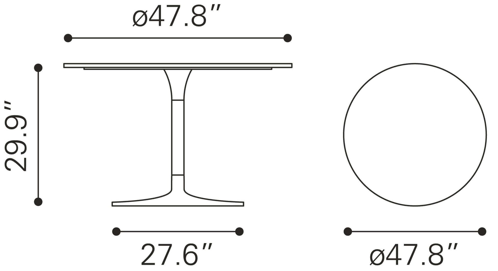 Metropolis Round Dining Table in Gray Top, Silver Base - Revel Sofa 