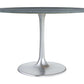 Metropolis Round Dining Table in Gray Top, Silver Base - Revel Sofa 