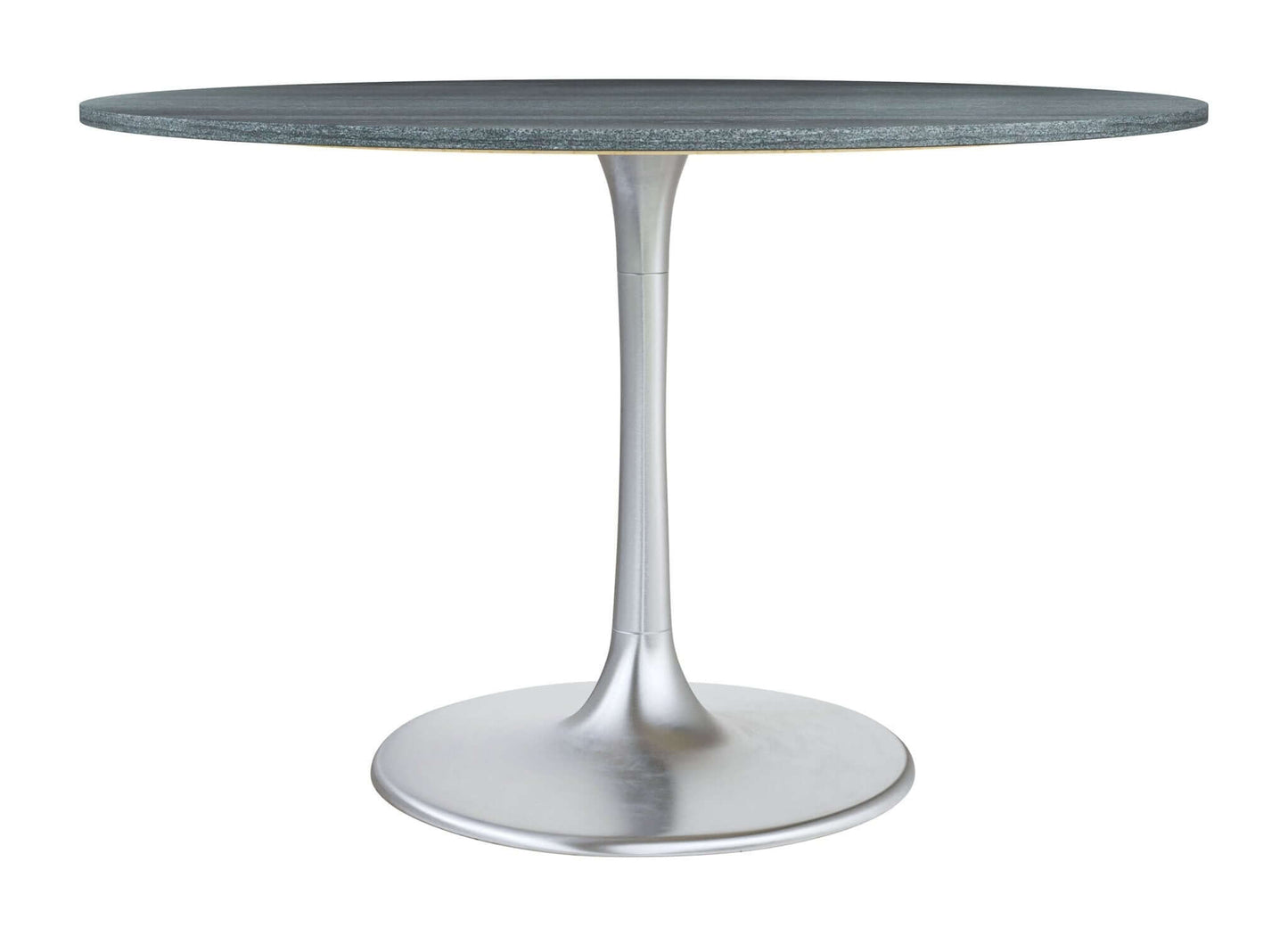 Metropolis Round Dining Table in Gray Top, Silver Base - Revel Sofa 