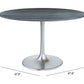 Metropolis Round Dining Table in Gray Top, Silver Base - Revel Sofa 