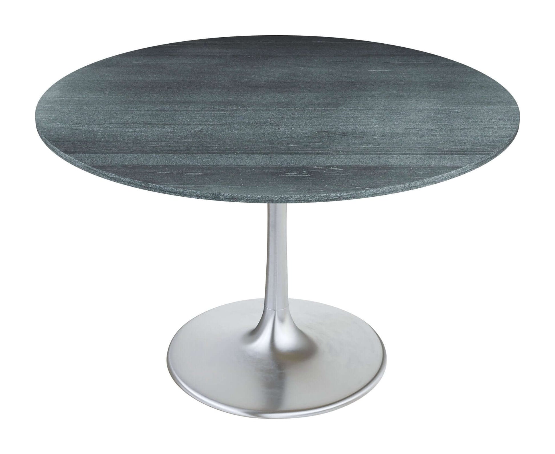 Metropolis Round Dining Table in Gray Top, Silver Base - Revel Sofa 