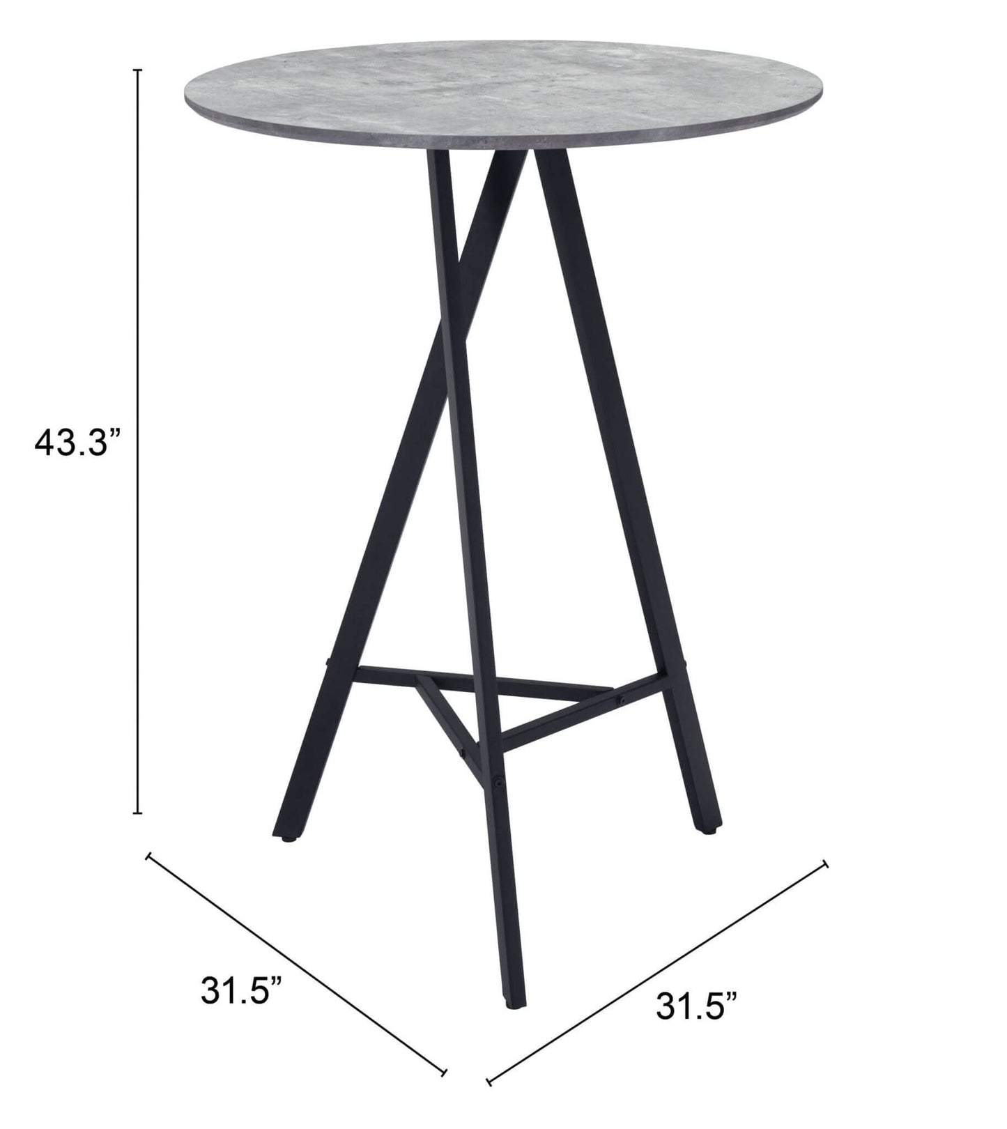 Metz Modern Beverage Bar Table Gray Concrete Top - Revel Sofa 