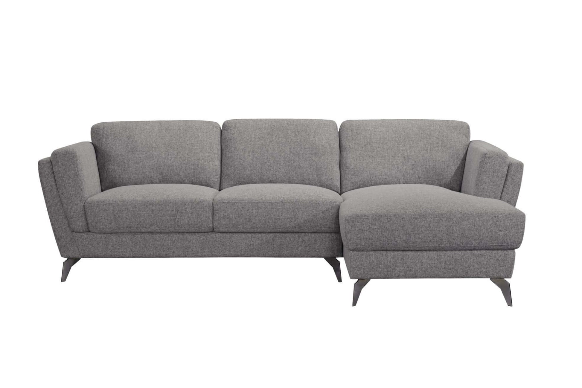 Beckett MCM Gray Fabric L Shaped Sectional Sofa w/ Right Facing Chaise 98" - Revel Sofa 