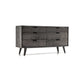 MidCentury Modern Gray Solid Wood Six Drawer Double Dresser 61" - Revel Sofa 