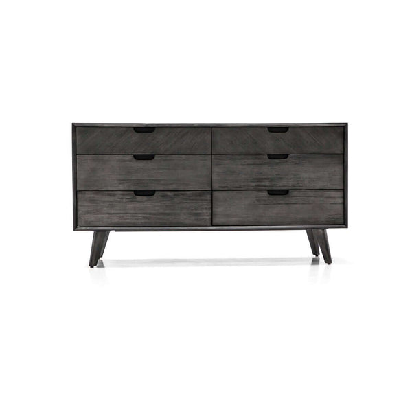 MidCentury Modern Gray Solid Wood Six Drawer Double Dresser 61 - Revel Sofa 