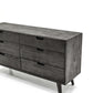 MidCentury Modern Gray Solid Wood Six Drawer Double Dresser 61" - Revel Sofa 