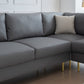 MCM Styled L-Shape Corner Faux Leather Sectional, Beige or Gray 90" - Revel Sofa 
