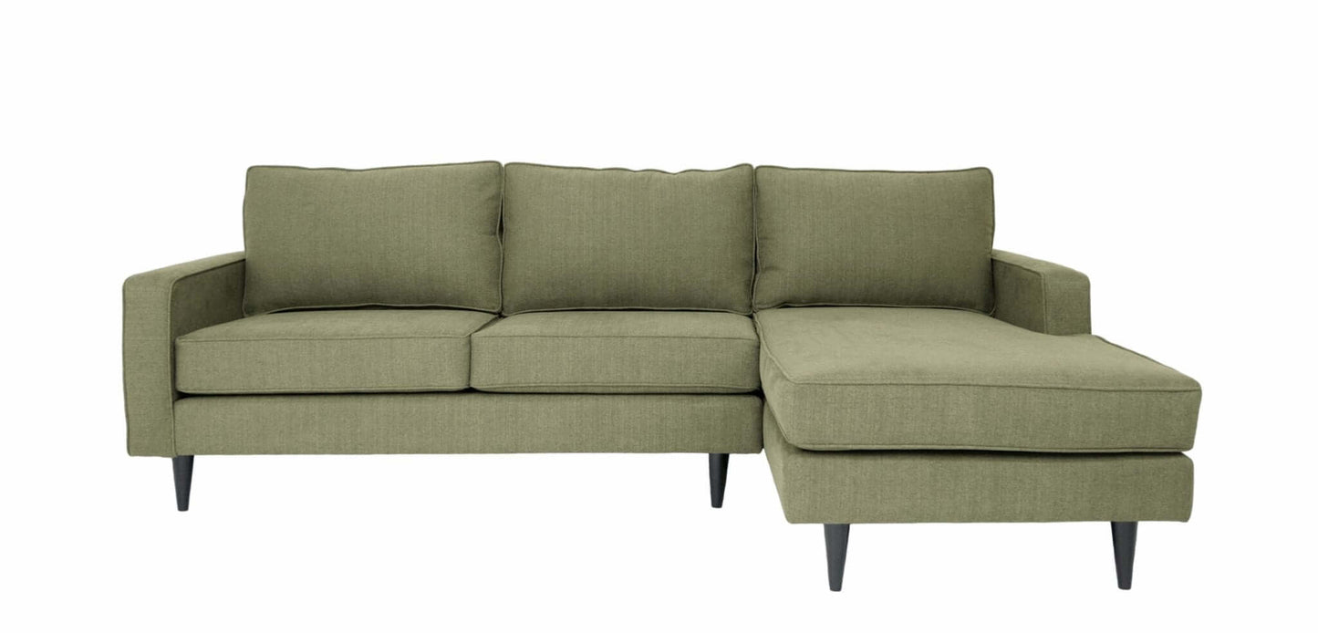 MCM Styled Polyester L Shape Right Facing Chaise Sectional Sofa, Blue or Green 108" - Revel Sofa 