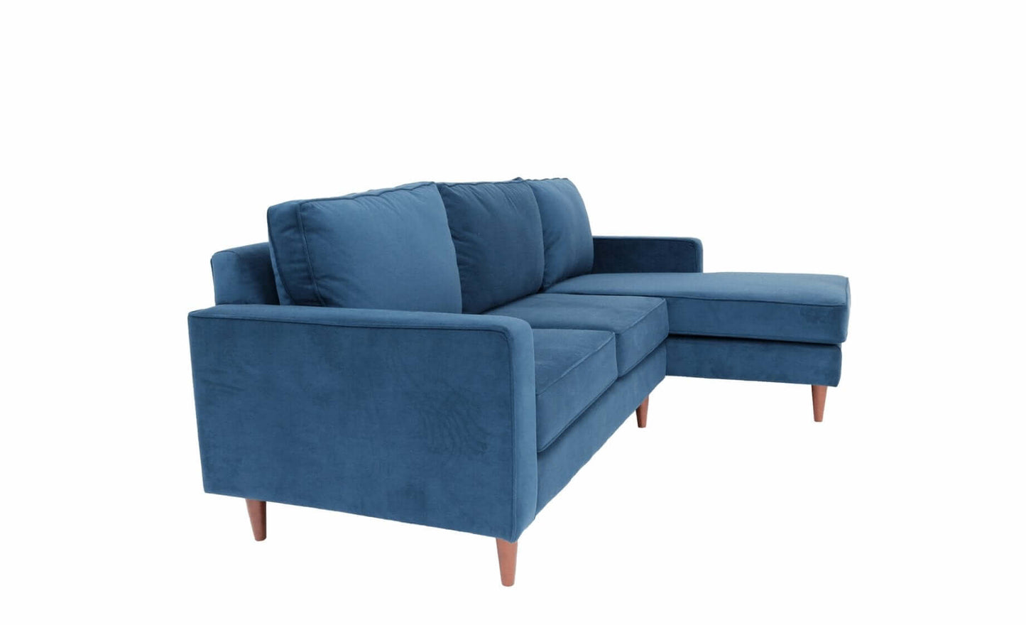 MCM Styled Polyester L Shape Right Facing Chaise Sectional Sofa, Blue or Green 108" - Revel Sofa 