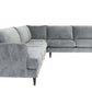 MidCentury Modern Silver Velvet L-Shaped Corner 3pc. Sectional Sofa - Revel Sofa 