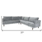 MidCentury Modern Silver Velvet L-Shaped Corner 3pc. Sectional Sofa - Revel Sofa 