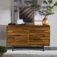 MidCentury Modern Solid Wood Six Drawer Double Dresser Brown And Black 57" - Revel Sofa 