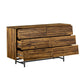 MidCentury Modern Solid Wood Six Drawer Double Dresser Brown And Black 57" - Revel Sofa 