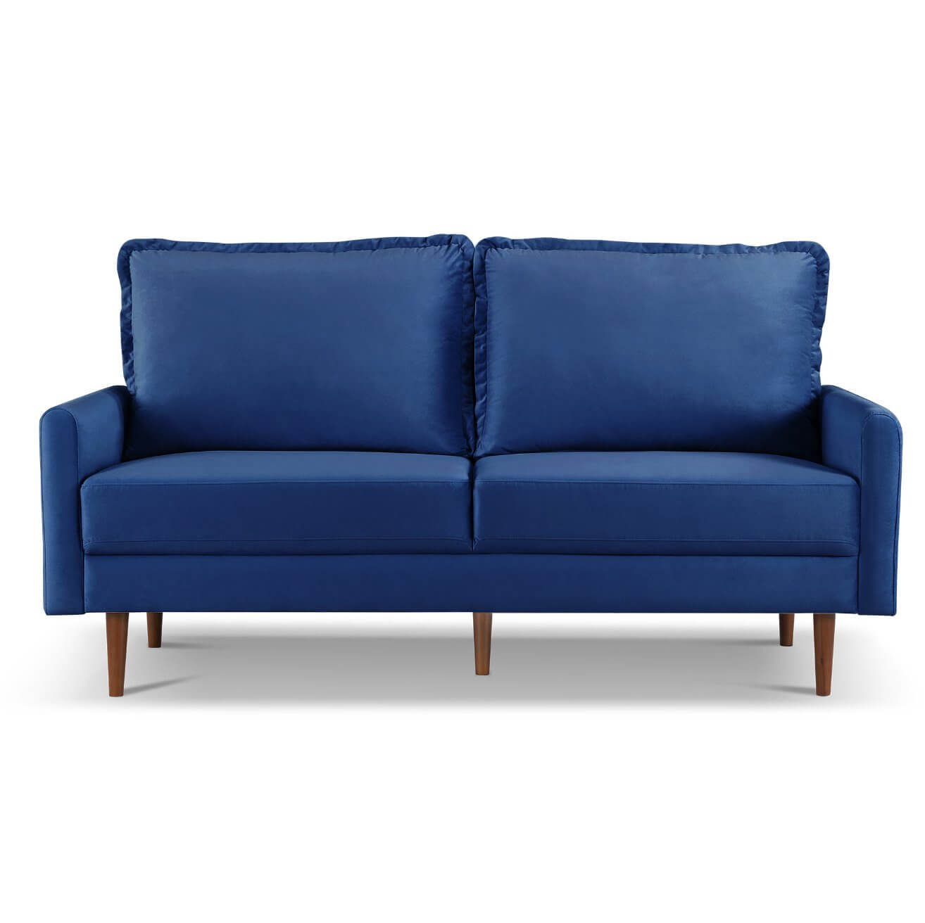 MidCentury Modern Velvet Loveseat Sofa (69") in Beige or Blue - Revel Sofa 