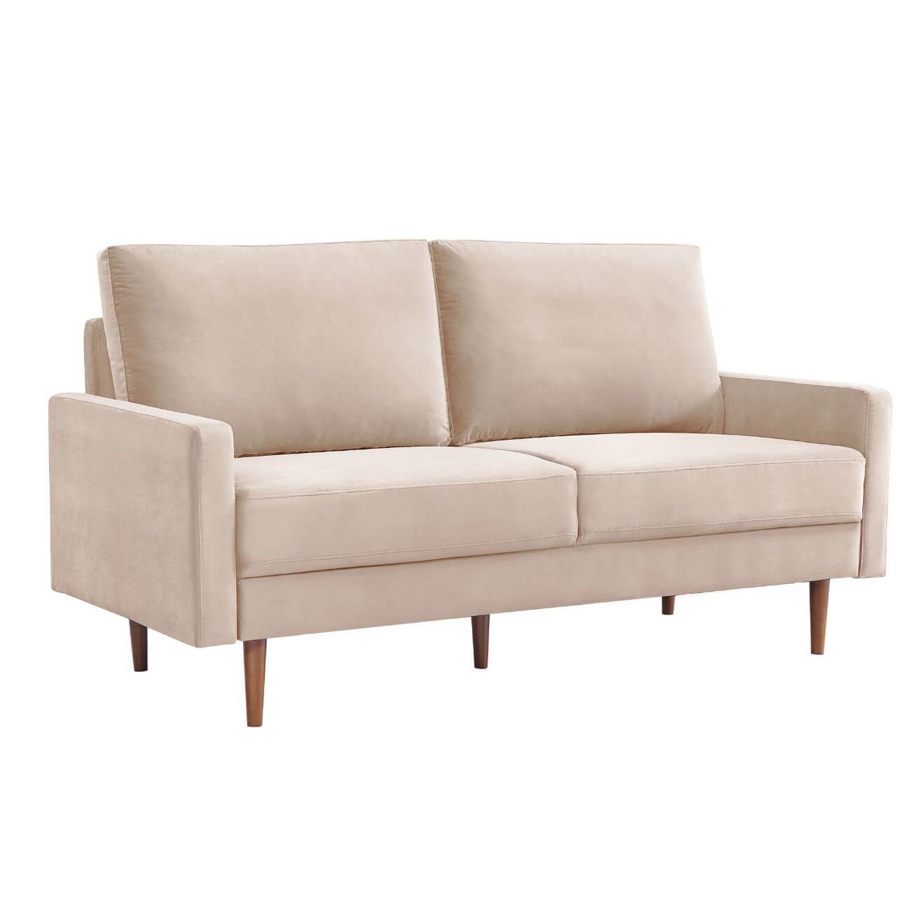 MidCentury Modern Velvet Loveseat Sofa (69") in Beige or Blue - Revel Sofa 