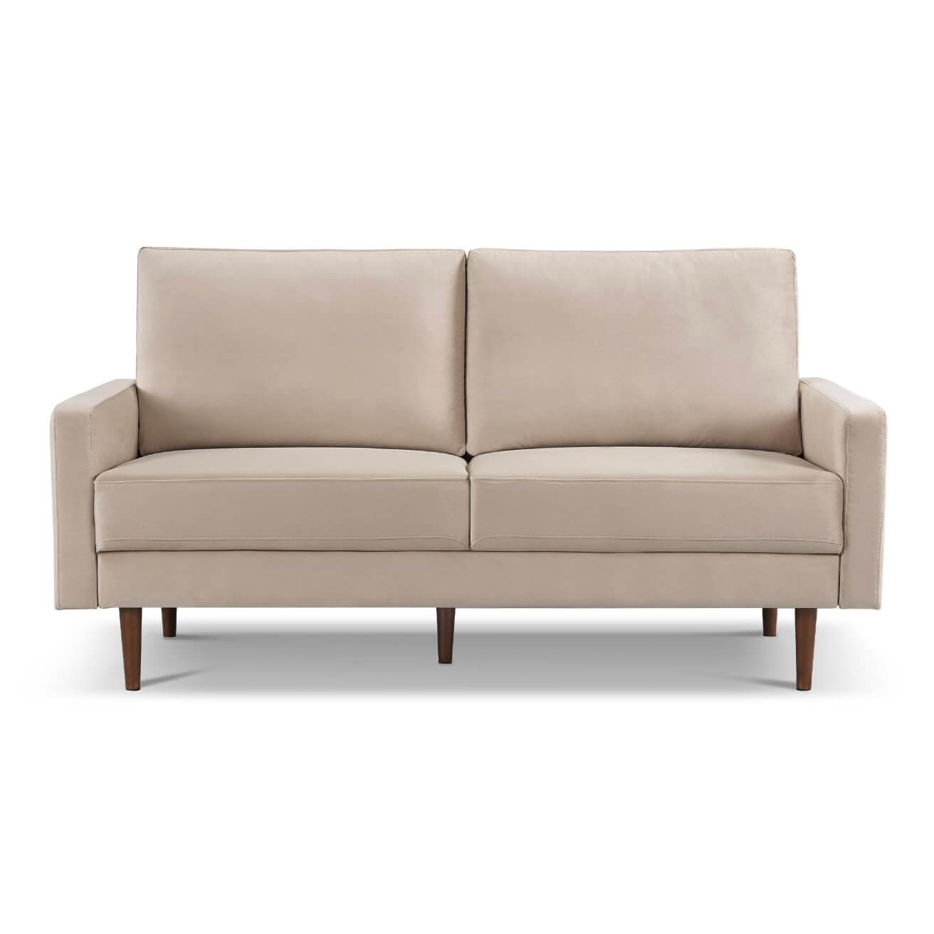 MidCentury Modern Velvet Loveseat Sofa (69") in Beige or Blue - Revel Sofa 