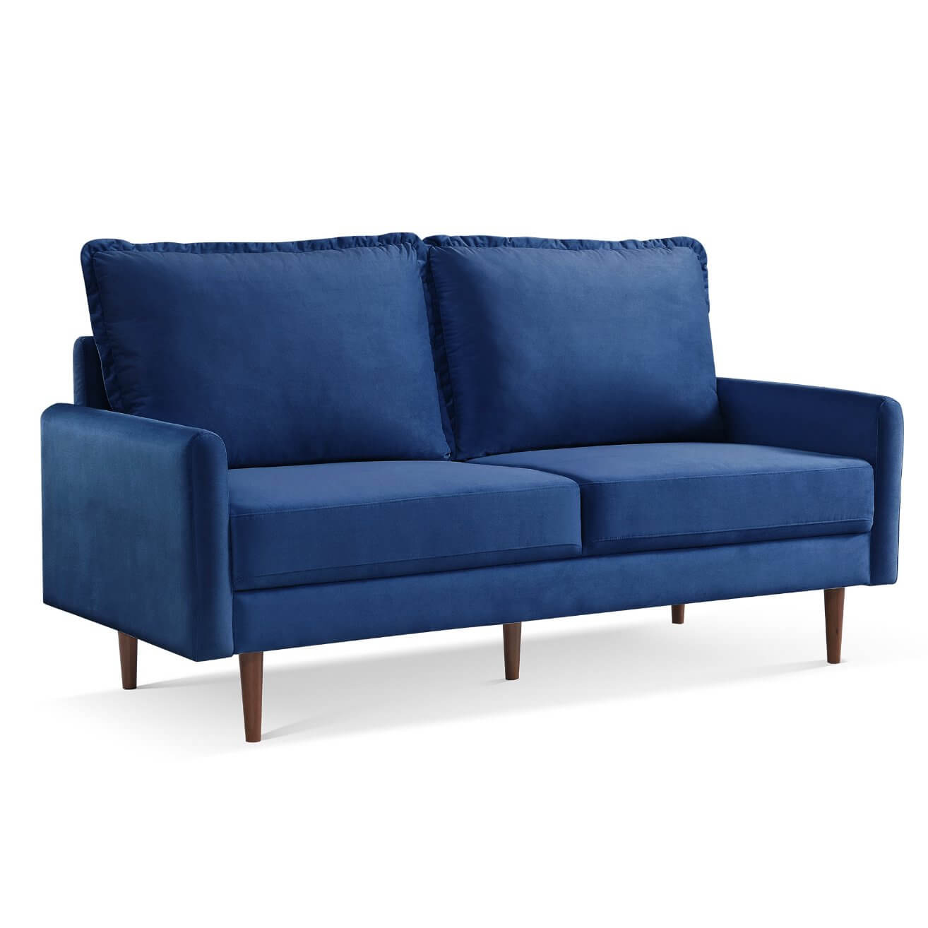 MidCentury Modern Velvet Loveseat Sofa (69") in Beige or Blue - Revel Sofa 