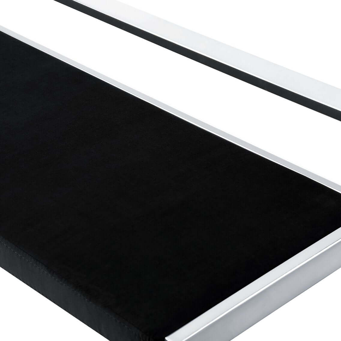 Modern Black And Silver Upholstered Velvet Bench - 48" - Revel Sofa 