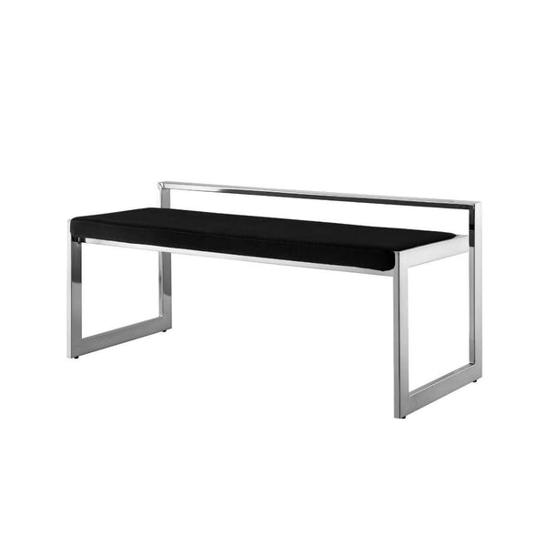 Modern Black And Silver Upholstered Velvet Bench - 48
