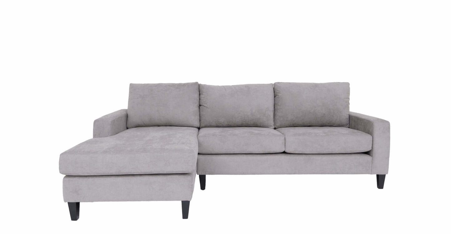 Modern Gray Polyester L-Shaped Left Facing Chaise Sectional Sofa 115" - Revel Sofa 