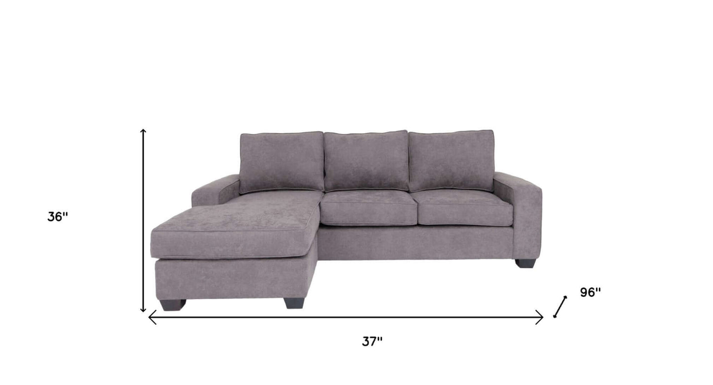 Modern Gray Polyester L Shape Sectional Reversible Chaise Sofa 96" - Revel Sofa 