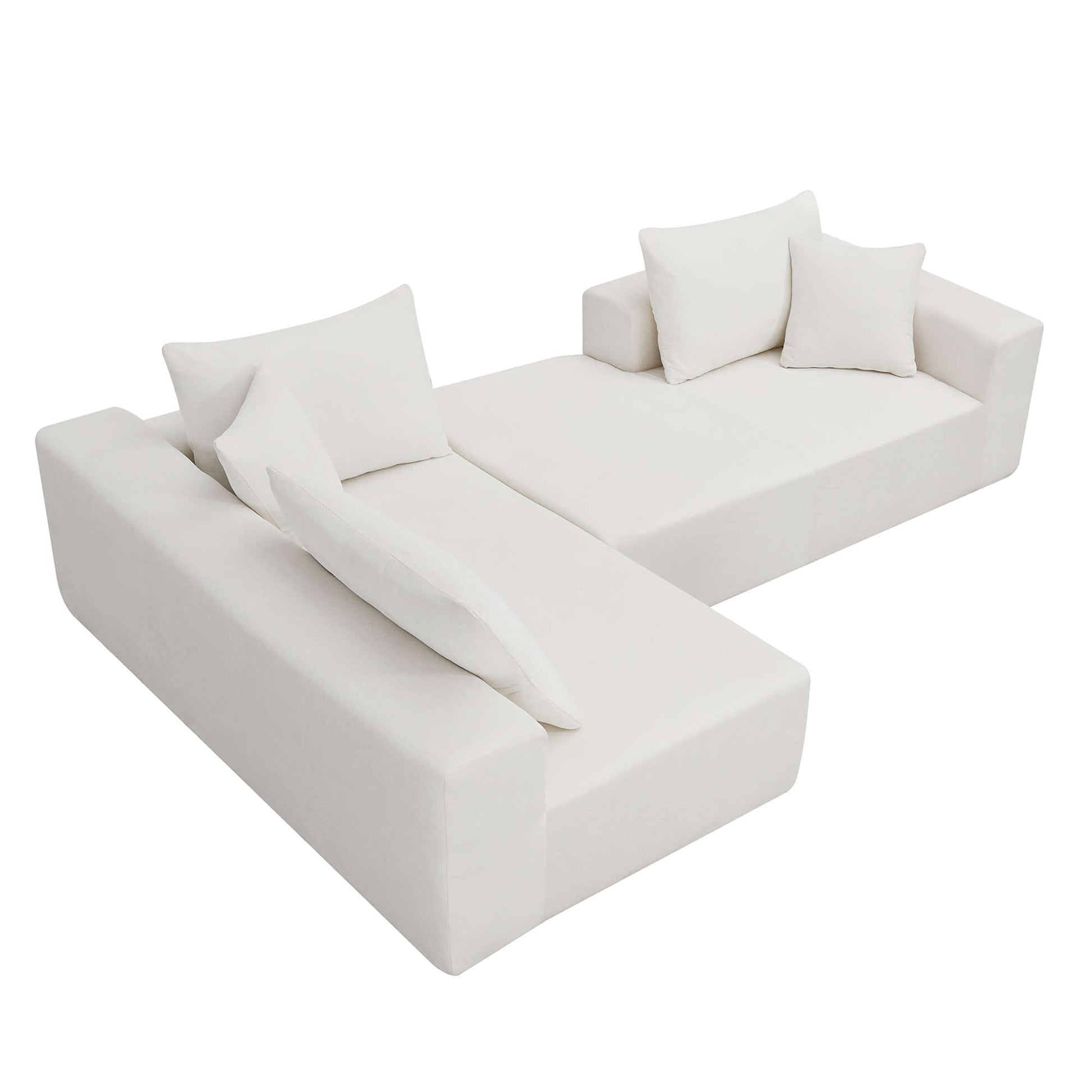 Modern Minimalist Modular Chaise Sectional Sofa Couch, White or Green 109" - Revel Sofa 