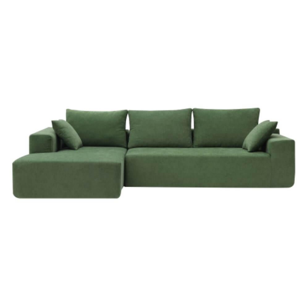 Modern Minimalist Modular Chaise Sectional Sofa Couch, White or Green 109" - Revel Sofa 