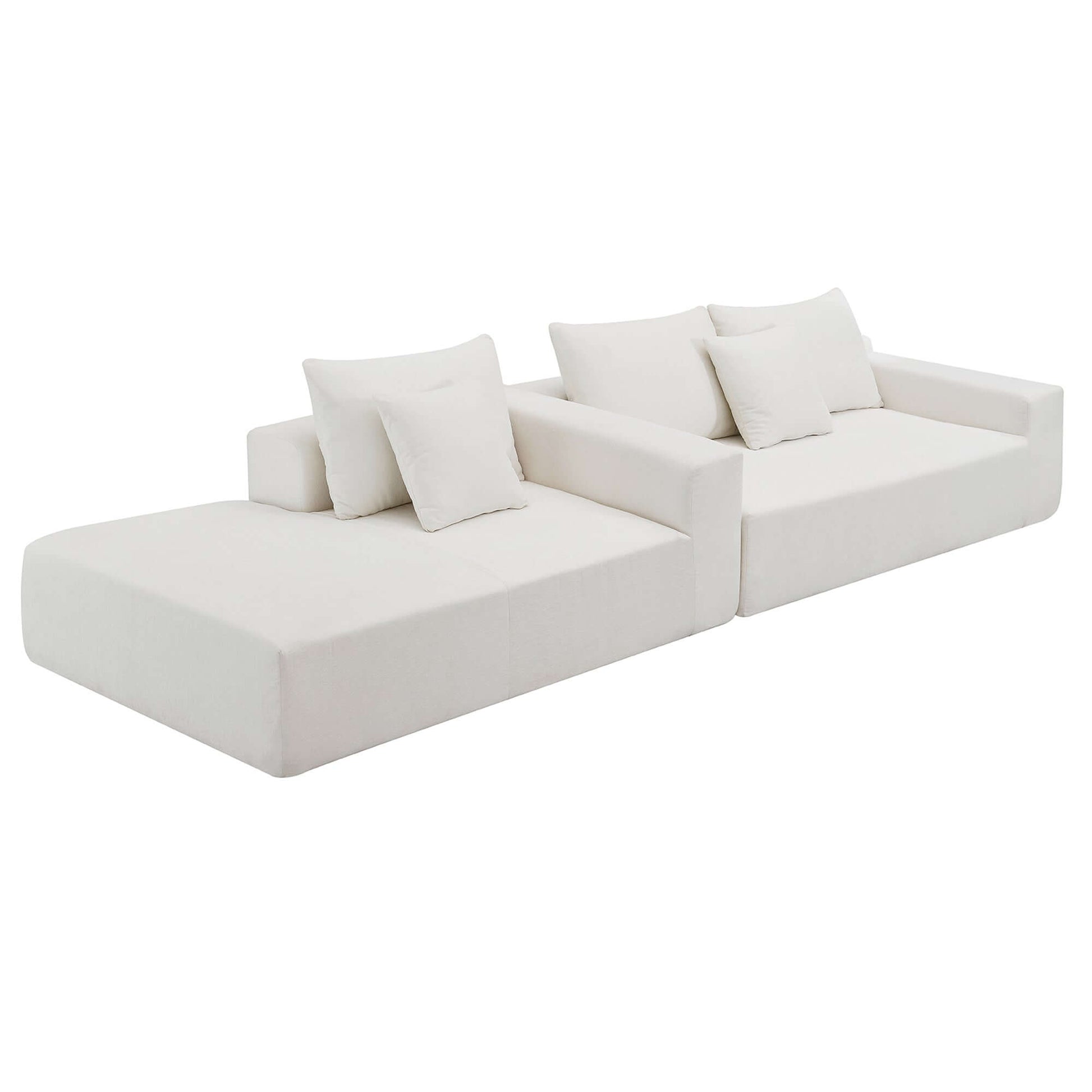 Modern Minimalist Modular Chaise Sectional Sofa Couch, White or Green 109" - Revel Sofa 