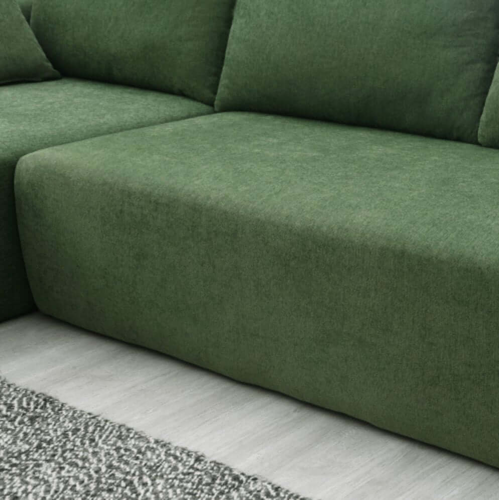 Modern Minimalist Modular Chaise Sectional Sofa Couch, White or Green 109" - Revel Sofa 