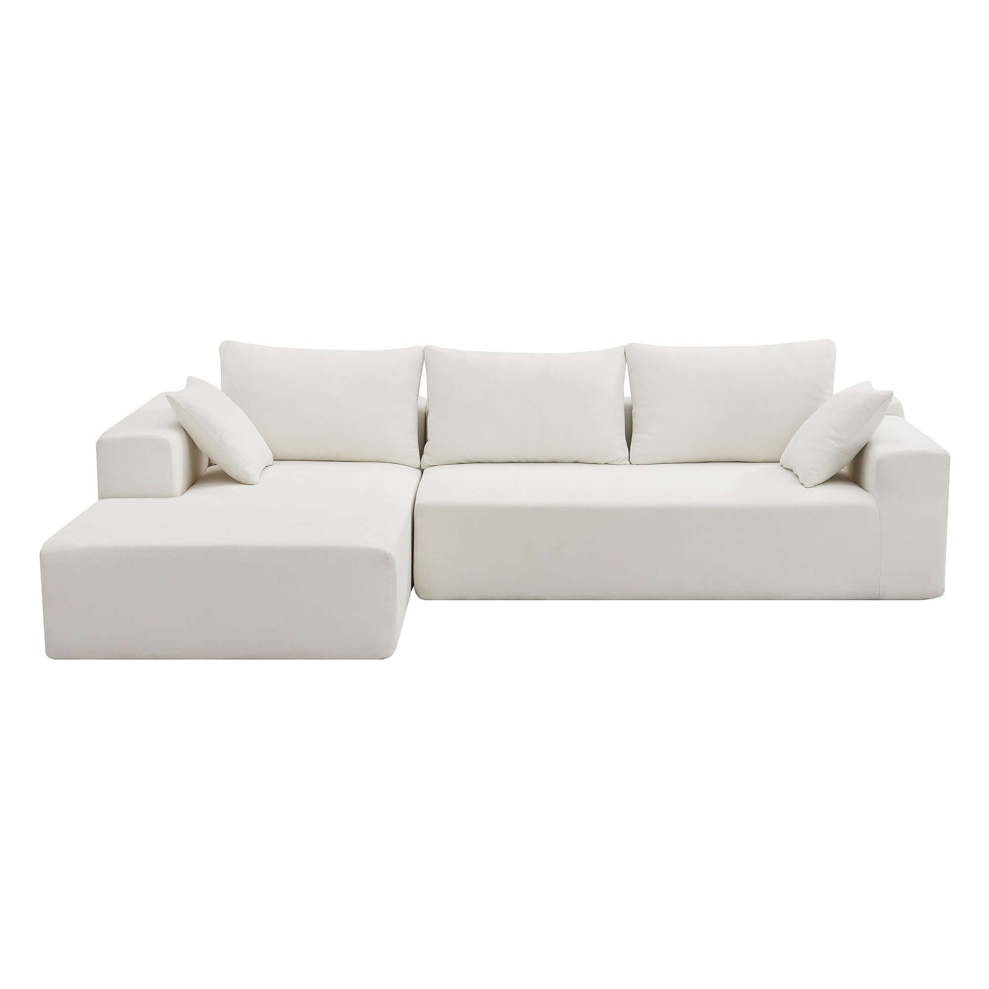 Modern Minimalist Modular Chaise Sectional Sofa Couch, White or Green 109" - Revel Sofa 