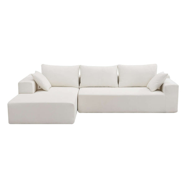 Modern Minimalist Modular Chaise Sectional Sofa Couch, White or Green 109