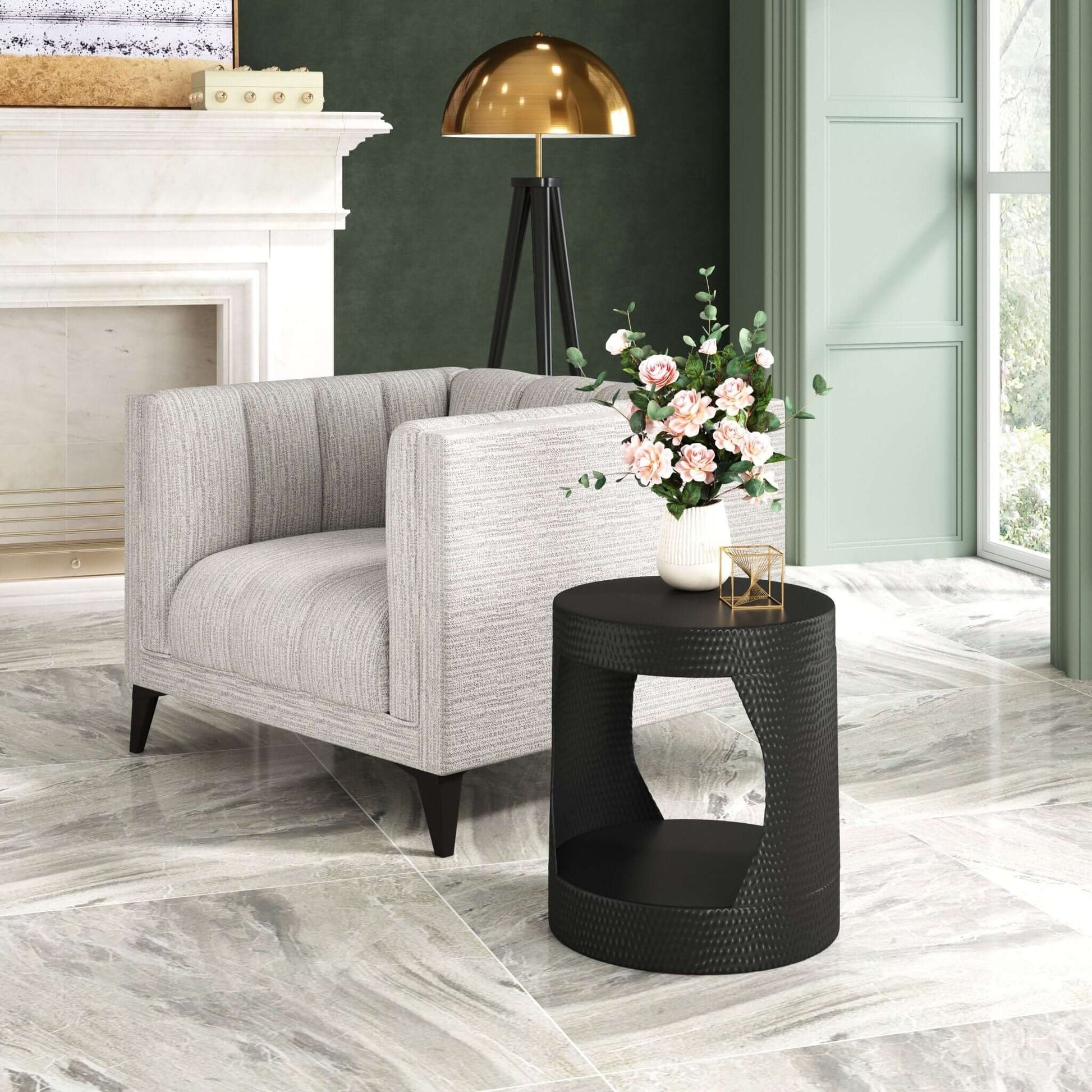 Nuuk Cylindrical Iron Side End Table in Black - Revel Sofa 