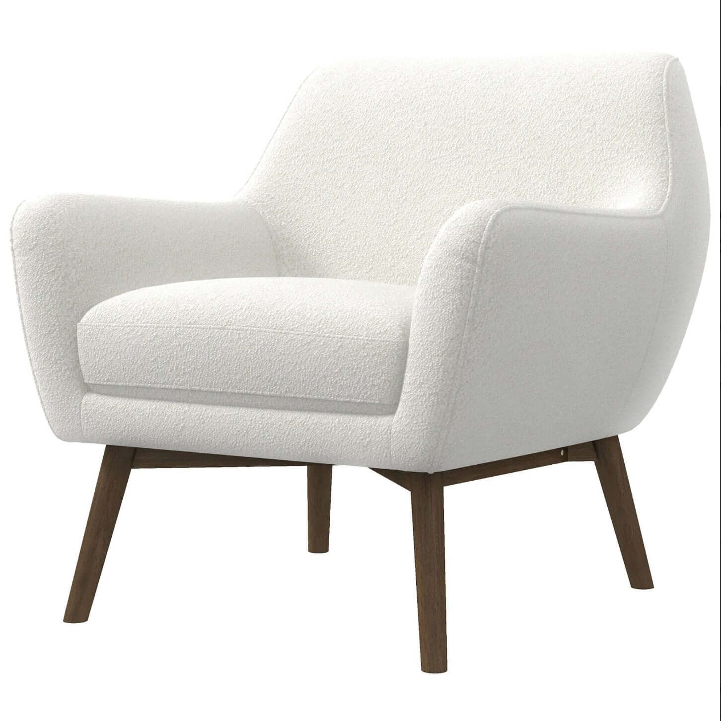 Panom MCM Style Boucle Lounge Chair, White - Revel Sofa 