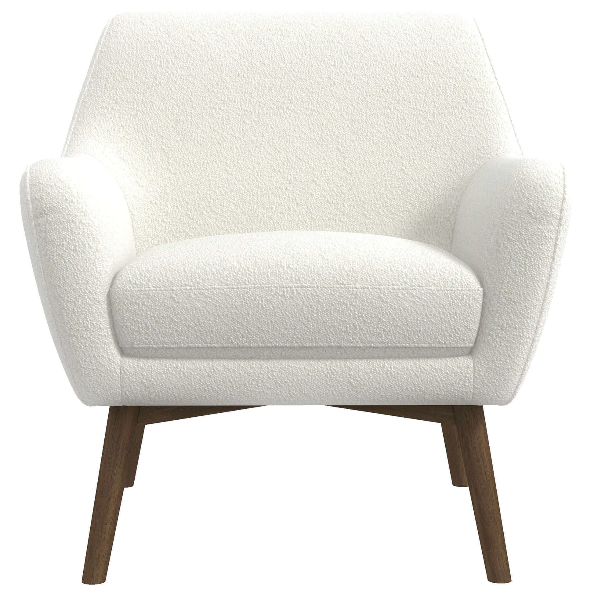 Panom MCM Style Boucle Lounge Chair, White - Revel Sofa 