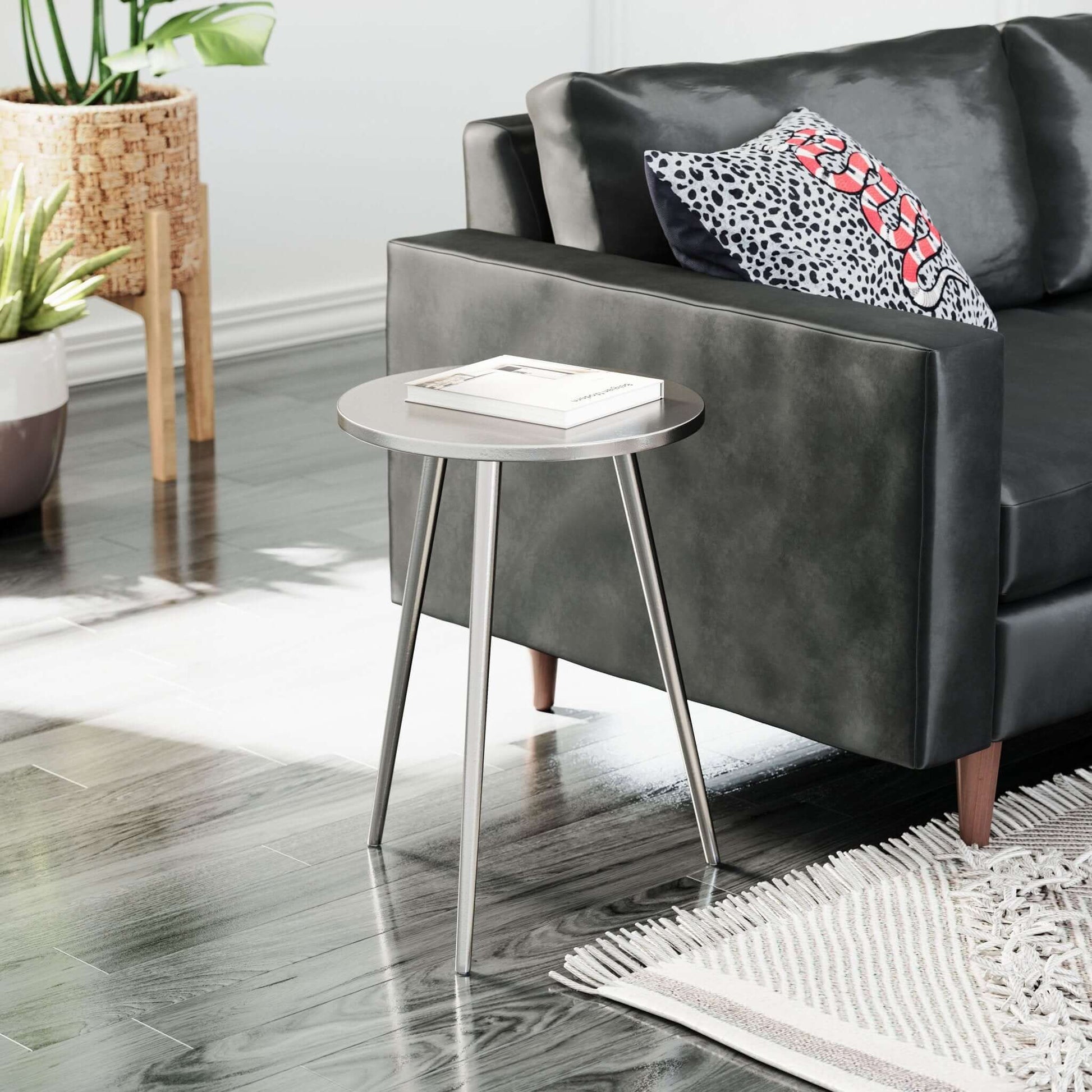 Politik Modern Silver Metallic End Side Table - Revel Sofa 