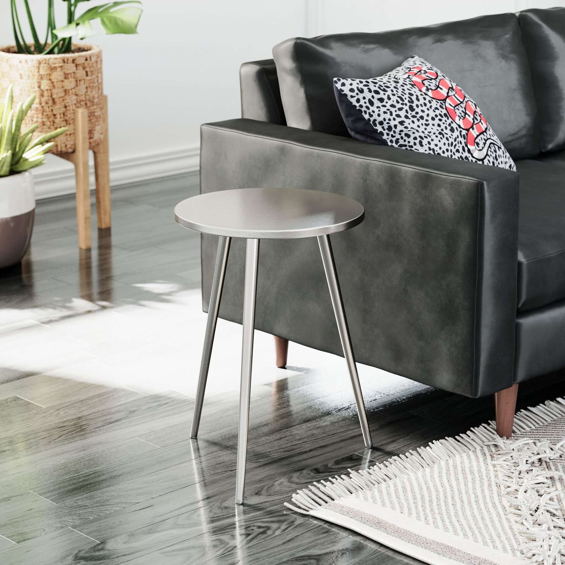 Politik Modern Silver Metallic End Side Table - Revel Sofa 