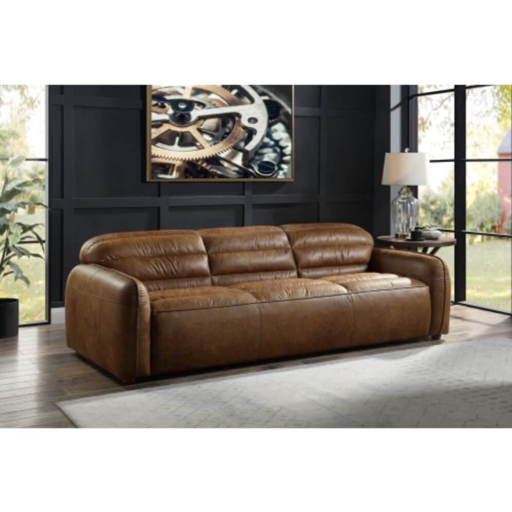 Rafer Genuine Top-Grain Leather Sofa Couch 95” - Revel Sofa 