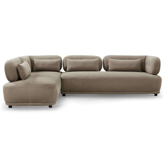 Richard Modern L-Shape Sectional Chaise Sofa, Mocha or Cream Boucle 116" - Revel Sofa 