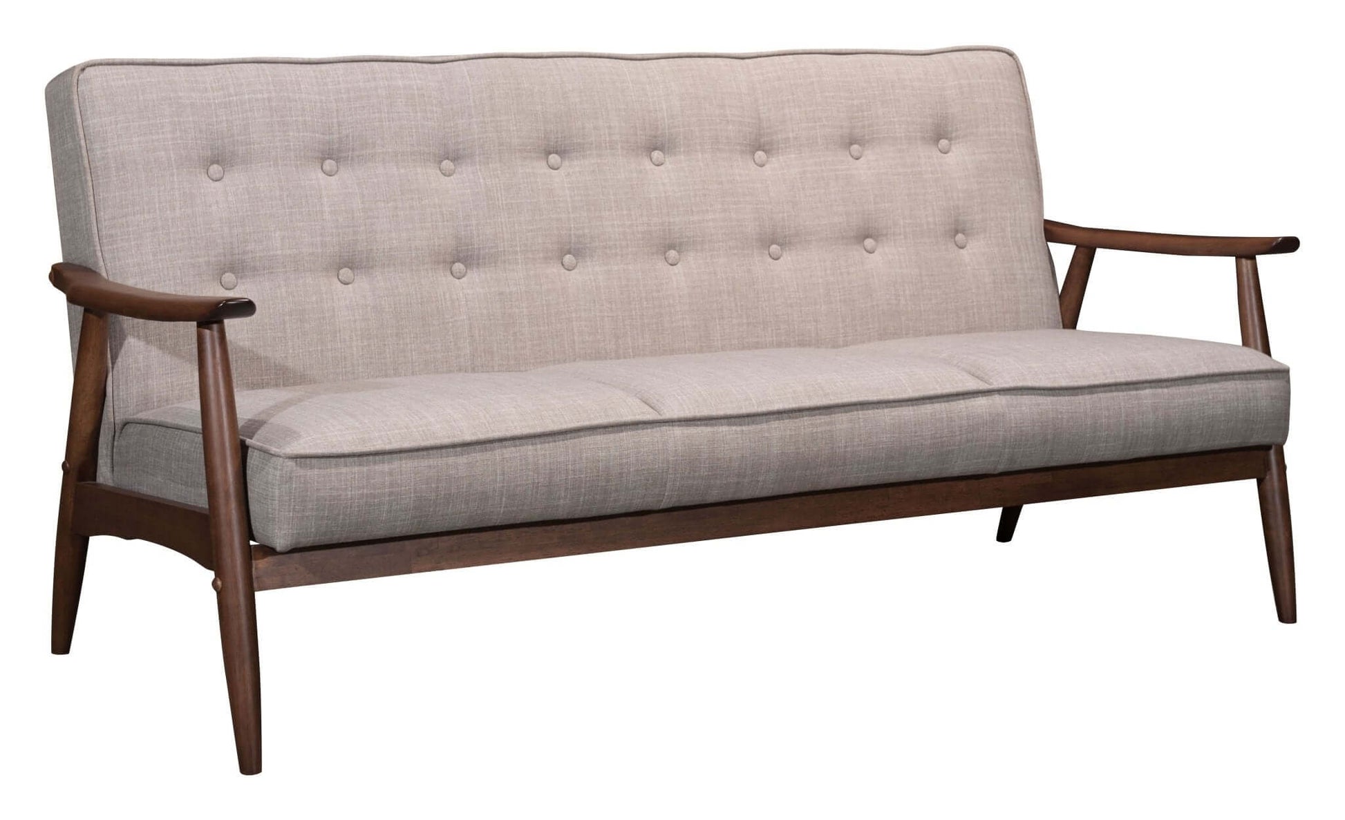 Rocky MCM Style Button Tufted Sofa in Gray 68” - Revel Sofa 