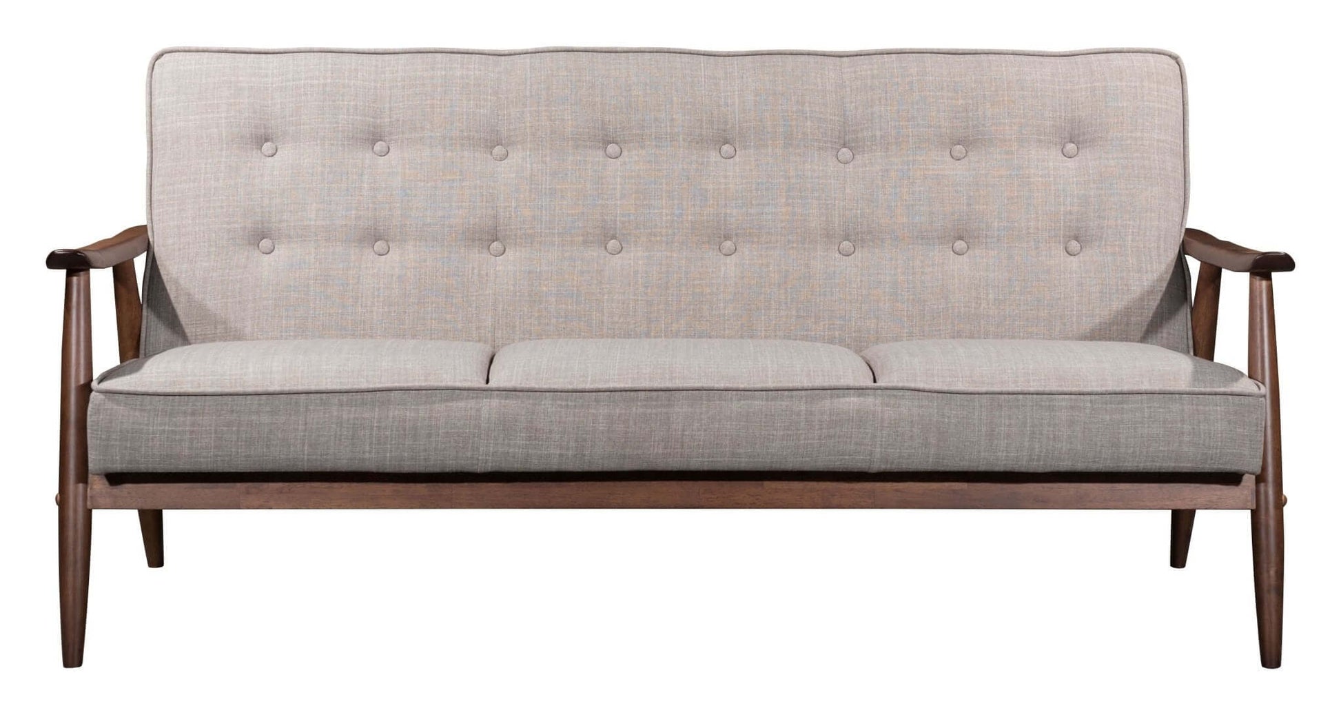 Rocky MCM Style Button Tufted Sofa in Gray 68” - Revel Sofa 