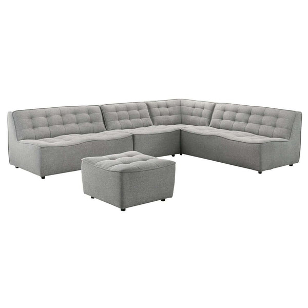 Selen MCM Styled Modular Tufted Corner Sectional Sofa, Linen or Leather 126